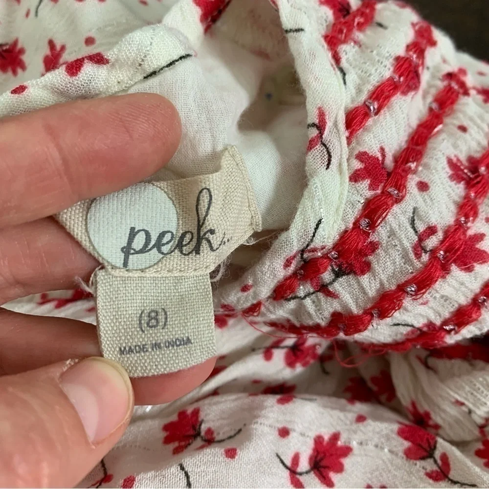 Peek Dress Girl’s Size 8 Leaves Metallic Threads boho Long Sleeve
